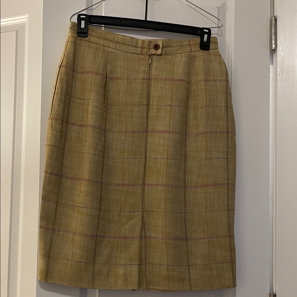 Evan Picone Mustard Plaid Wool Pencil Skirt - Picture 2 of 2